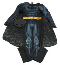 Nové - Kostým -3set - Černá kombinéza - Batman + odepínací plášť + maska