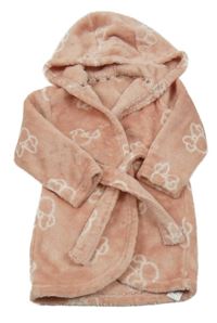 Růžový chlupatý župan s Minnií a kapucí George 