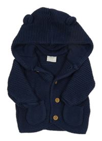 Tmavomodrý propínací svetr s kapucí Next