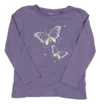 Fialové triko s motýlky C&A
