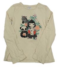 Béžové triko se zvířátky C&A