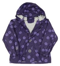 Fialová nepromokavá bunda s kytičkami a kapucí Kids
