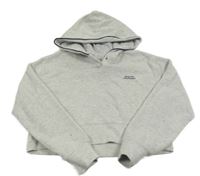 Šedá melírovaná crop mikina s nápisem a kapucí Zara