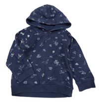 Tmavomodrá mikina s obrázky a kapucí Matalan