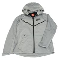 Šedá propínací sportovní mikina s logem a kapucí Nike