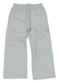 Světlemodro-bílé pruhované plátěné kalhoty s kapsou 