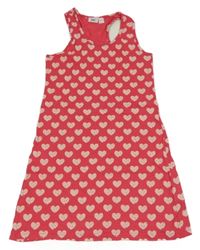Růžové bavlněné šaty se srdíčky Bonprix