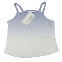 Nové - Bílo-světlemodrý žebrovaný crop top M&S