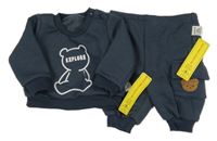 Nové - 2set - Tmavošedá mikina s medvídkem + tepláky s kapsou Shein