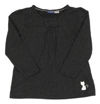 Tmavošedá tunika s mašlí a kočkou Lupilu