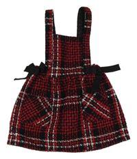 Čeveno-černá kostkovaná vlněná laclová sukně Matalan