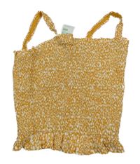 Nové - Okrovo-bílý vzorovaný žabičkový crop top Primark