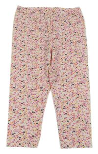 Světlerůžové kytičkované capri legíny Topolino 