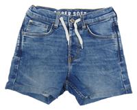 Modré teplákové slim fit riflové kraťasy H&M