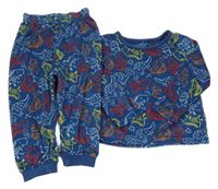Tmavomodré plyšové pyžamo s dinosaury Primark