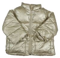 Zlatá šusťáková prošívaná zimní bunda Zara