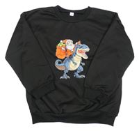 Černá mikina s dinosaurem a Santou 