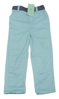 Světlemodro-tmavomodré chino plátěné kalhoty M&Co