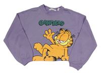 Fialová crop mikina s Garfieldem H&M