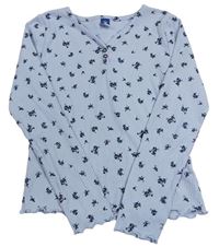 Světlešedofialové žebrované crop triko s kytičkami OLD NAVY