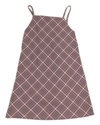 Růžovo-černo-bílé kárované šaty zn. PRIMARK