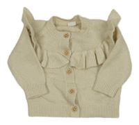 Smetanový vlněný propínací svetr s volánky H&M