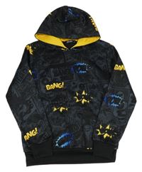 Černá thermo mikina s graffiti a kapsou a kapucí RUN BOY