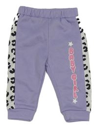 Fialovo-bílé teplé tepláky s nápisem a vzorem SHEIN