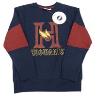 Nové - tmavomodro-vínová mikina s písmenkem - Harry Potter PEPCO