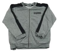 Šedo-černá melírovaná propínací mikina s logem PUMA