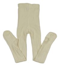 Smetanové žebrované vzorované punčocháče H&M