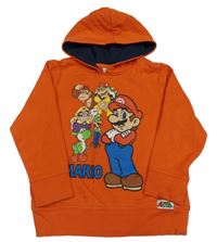 Tmavooranžová mikina s Máriem a kapucí TV MANIA