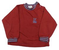 Karmínovo-modrá mikina se zajíčkem a pruhy KIDS MINIS