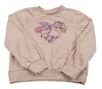 Pudrová mikina se srdíčkem z flitrů Next