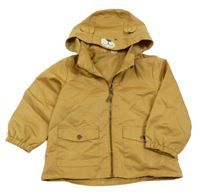Okrová šusťáková jarní bunda s odepínací kapucí s medvídkem H&M