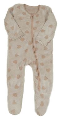 Pudrovo-bílá plyšová kombinéza se srdíčky George