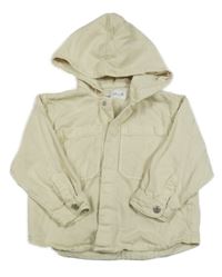 Smetanová riflová košilová bunda s kapucí ZARA