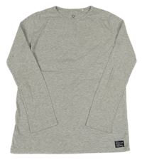 Šedé melírované žebrované triko s nášivkou RIVER ISLAND