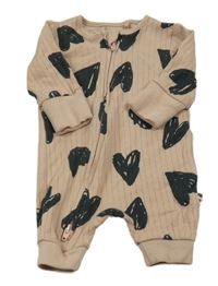 Pudrový žebrovaný overal se srdíčky Next