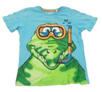 Modré tričko s krokodýlkem C&A