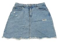 Modrá šisovaná riflová sukně s prošoupáním Denim Co.