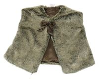 Šedo-smetanová kožešinová podšitá vesta s mašlí miniclub