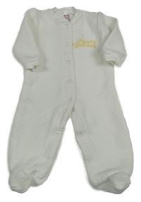 Smetanová prošívaná tepláková vyteplená kombinéza s nápisy Soft Touch