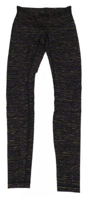 Černo-purpurovo-světlezelené melírované sportovní legíny