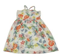 Smetanové krajkové letní šaty s květy a lístečky YD