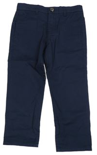 Tmavomodré chino plátěné kalhoty H&M