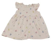 Světlerůžové šaty s kytičkami a volánky H&M