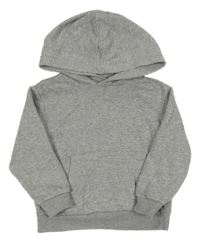 Šedá melírovaná mikina s kapsou a kapucí H&M
