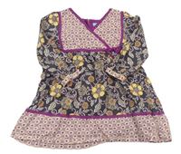 Šedo-fialové květované šaty 