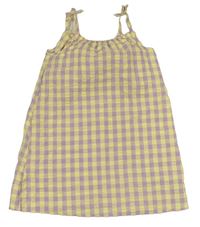 Lila-žluté kostkované krepové šaty Nutmeg